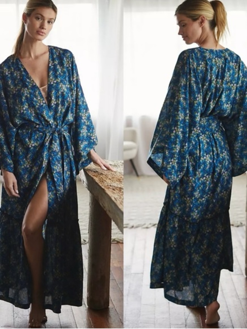 Anthropologie Ditsy Floral Sleep Robe sz XS/S